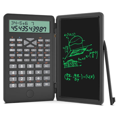 Desktop Scientific Calculator with Erasable Writing Board, 10-Digit LCD Display Foldable Desk Calculator, 2 Line Physics Calculator for School Students, Financial, Office, Business, Engineering